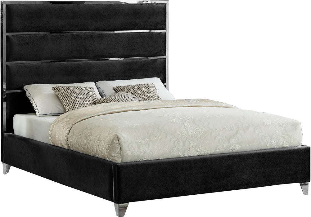 Zuma Black Velvet King Bed - All Brands Furniture (NJ)