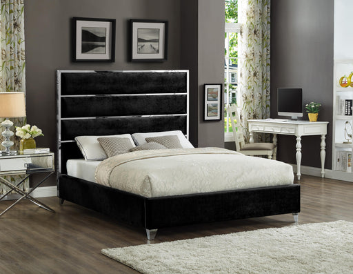 Zuma Black Velvet Queen Bed - All Brands Furniture (NJ)
