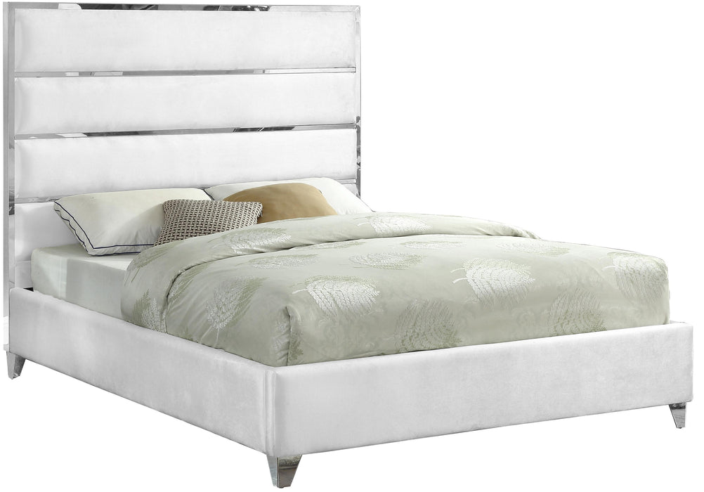 Zuma White Velvet King Bed - All Brands Furniture (NJ)