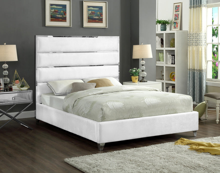 Zuma White Velvet Full Bed - All Brands Furniture (NJ)