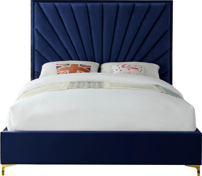 Eclipse Navy Velvet King Bed - All Brands Furniture (NJ)