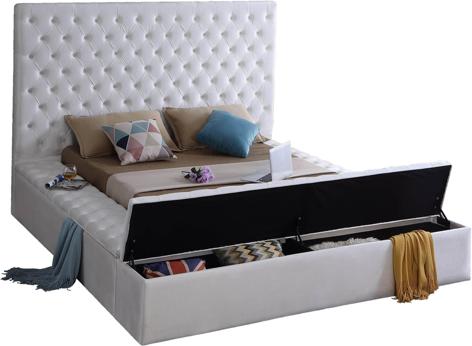 Bliss White Velvet Queen Bed (3 Boxes) - All Brands Furniture (NJ)