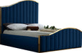 Jolie Navy Velvet Queen Bed (3 Boxes) - All Brands Furniture (NJ)