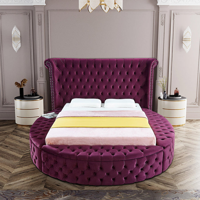 Luxus Purple Velvet King Bed - All Brands Furniture (NJ)