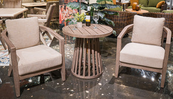 Joy Lagoon Outdoor Chairs with Cushions/Table (Set of 3) - All Brands Furniture (NJ)