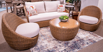 Double Point Outdoor Loveseat/2 Swivel Chairs (Set of 3) - All Brands Furniture (NJ)