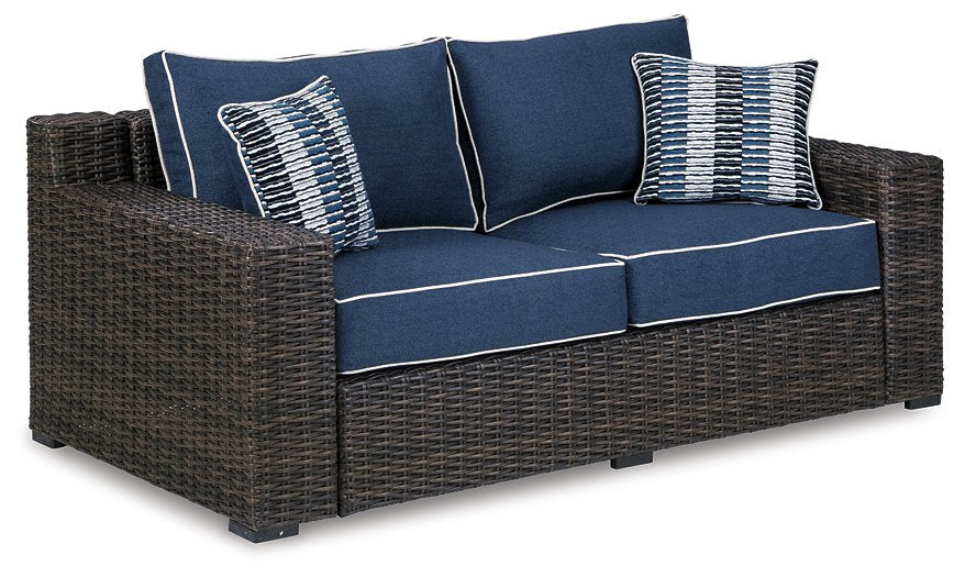 Grasson Lane Grasson Lane Nuvella Loveseat with Fire Pit Table - All Brands Furniture (NJ)