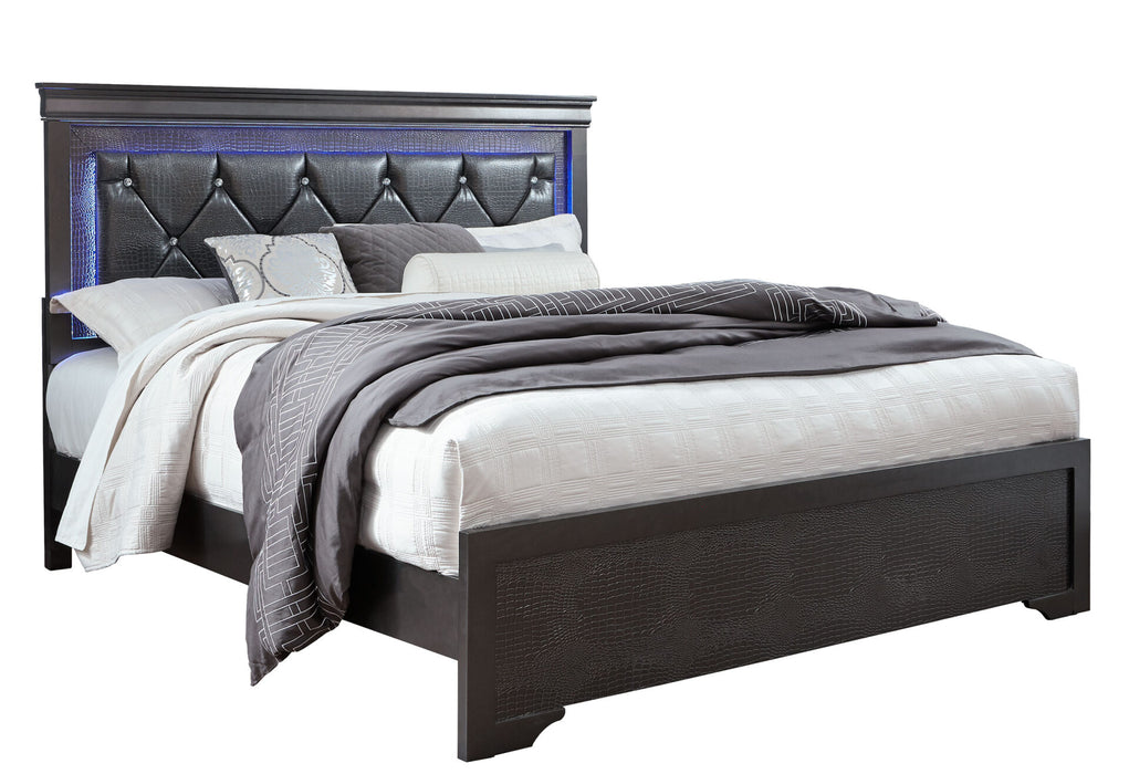 Pompei Metallic Grey Bed With Led - All Brands Furniture (NJ)