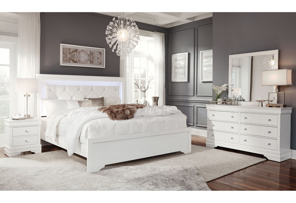 Pompei Metallic White Group With Led - All Brands Furniture (NJ)