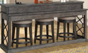 Parker House Sundance Everywhere Console with 3 Stools in Smokey Grey