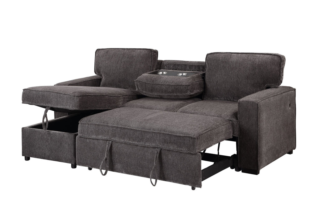 U0203 Dark Grey Reversible Pull Out Sofa Bed - All Brands Furniture (NJ)
