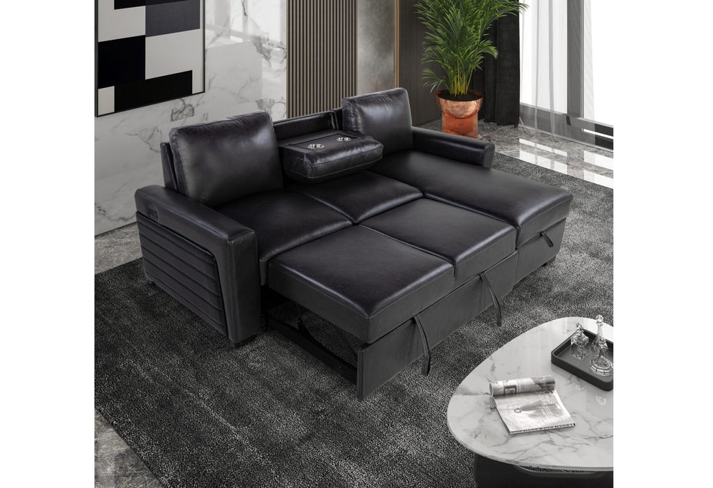 U1830 Blanche Charcoal-Black Sofa Bed With Usb And Ddt - All Brands Furniture (NJ)