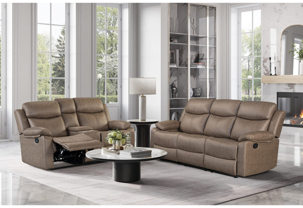 U6026 Brown Reclining Sofa-Reclining Console Loveseat - All Brands Furniture (NJ)