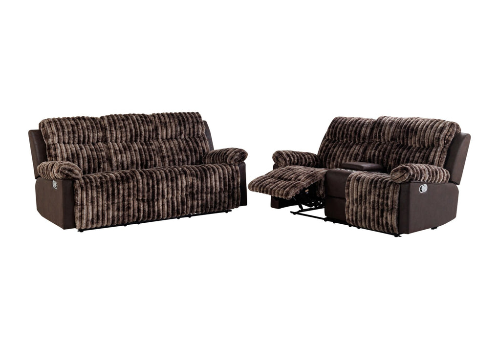 U6028 Brown Reclining Sofa-Console Reclining Loveseat - All Brands Furniture (NJ)