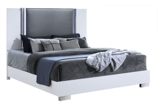 Ylime Smooth White Bed With Led Fully Slatted - All Brands Furniture (NJ)