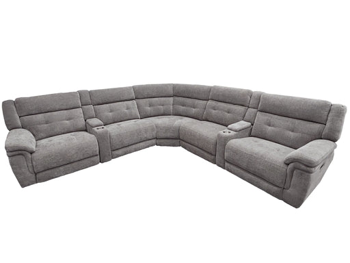 Parker Living Richland - Bristol Grey 7 Piece Modular Power Reclining Sectional with Power Adjustable Headrests
