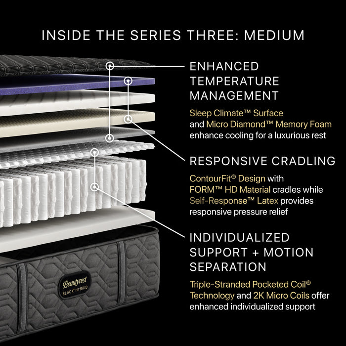 Beautyrest BlackÂ® Series Three 15" Hybrid Medium Mattress
