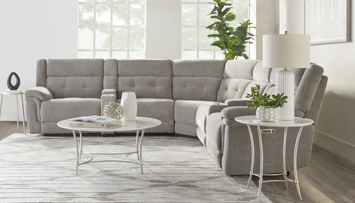 Parker Living Richland - Bristol Grey 7 Piece Modular Power Reclining Sectional with Power Adjustable Headrests