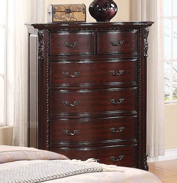 Crown Mark Furniture Sheffield 6-Drawer Chest in Dark Cherry - All Brands Furniture (NJ)