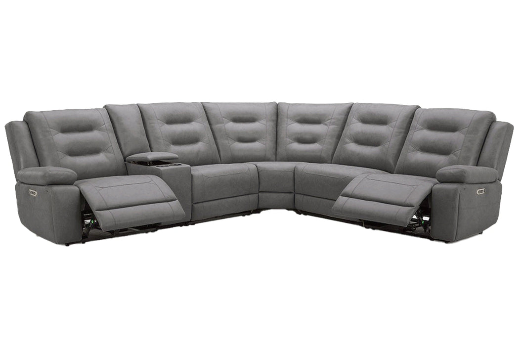 Parker Living Caldwell Fog 6 Piece Modular Power Reclining Sectional with Power Adjustable Headrests