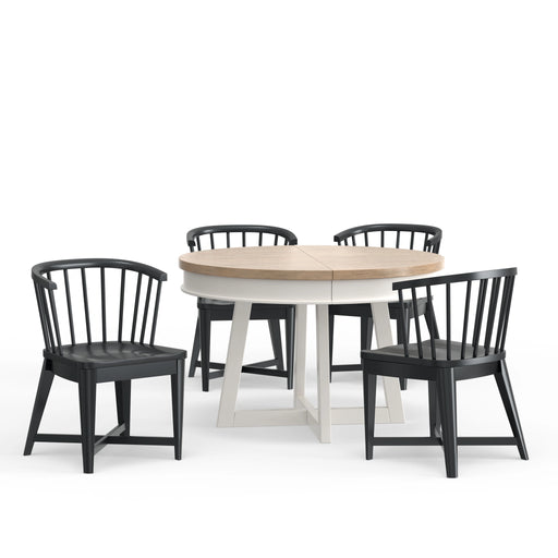 Parker House Americana Modern Dining 48-66 inch Round Dining Table and 4 Black Barrel Chairs