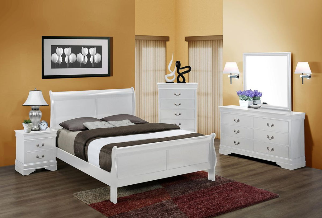 Crown Mark Louis Philip Twin Sleigh Bed in White - All Brands Furniture (NJ)