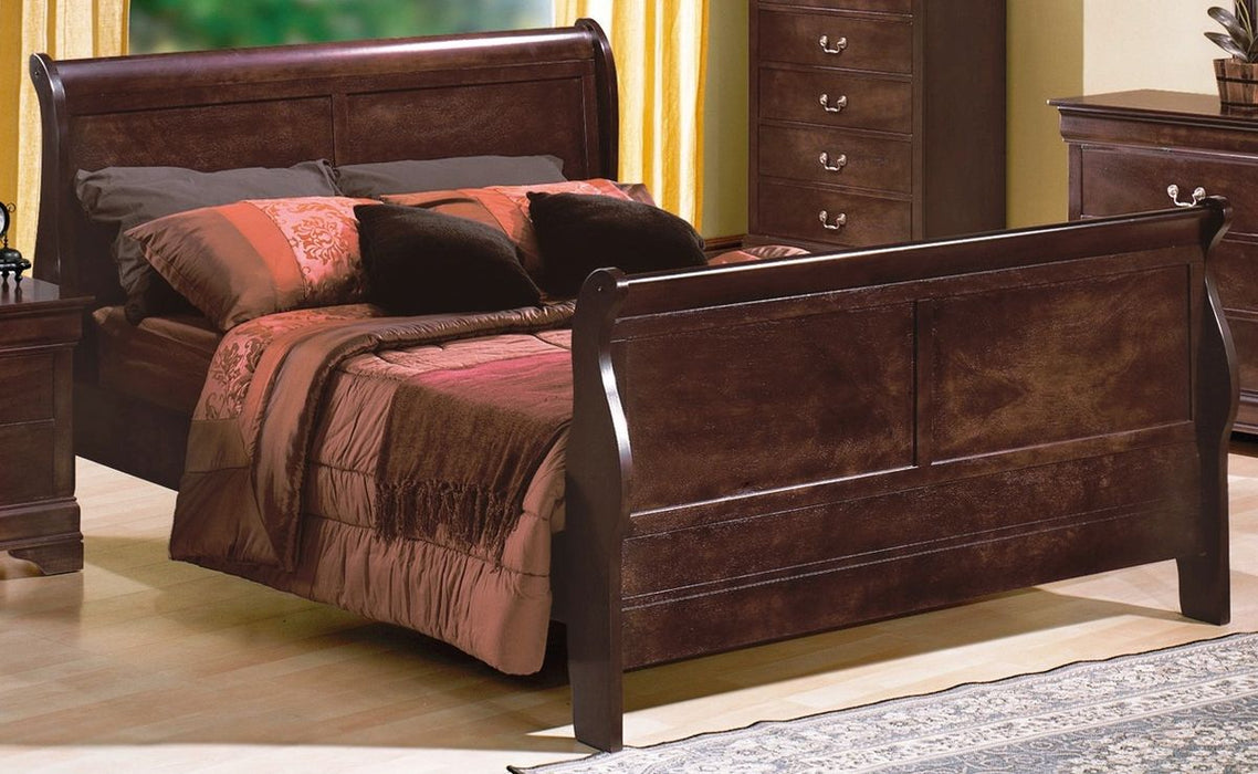Crown Mark Furniture Louis Philip Queen Bed in Dark Cherry - All Brands Furniture (NJ)
