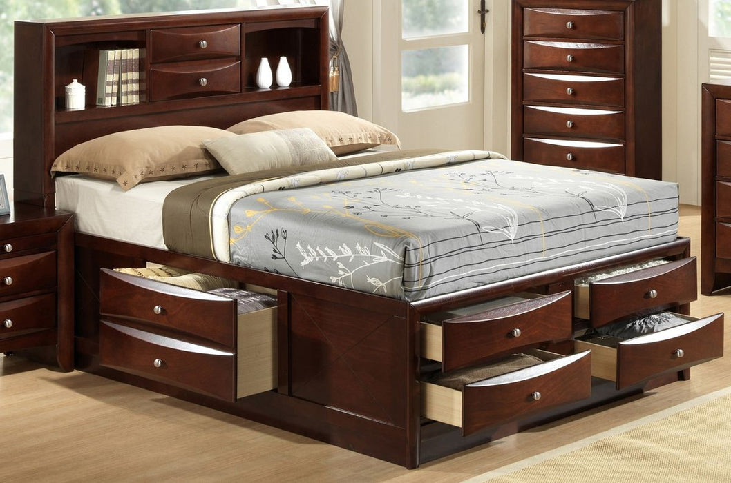 Crown Mark Furniture Emily Captain's King Bed in Rich Cherry - All Brands Furniture (NJ)