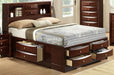 Crown Mark Furniture Emily Captain's King Bed in Rich Cherry - All Brands Furniture (NJ)