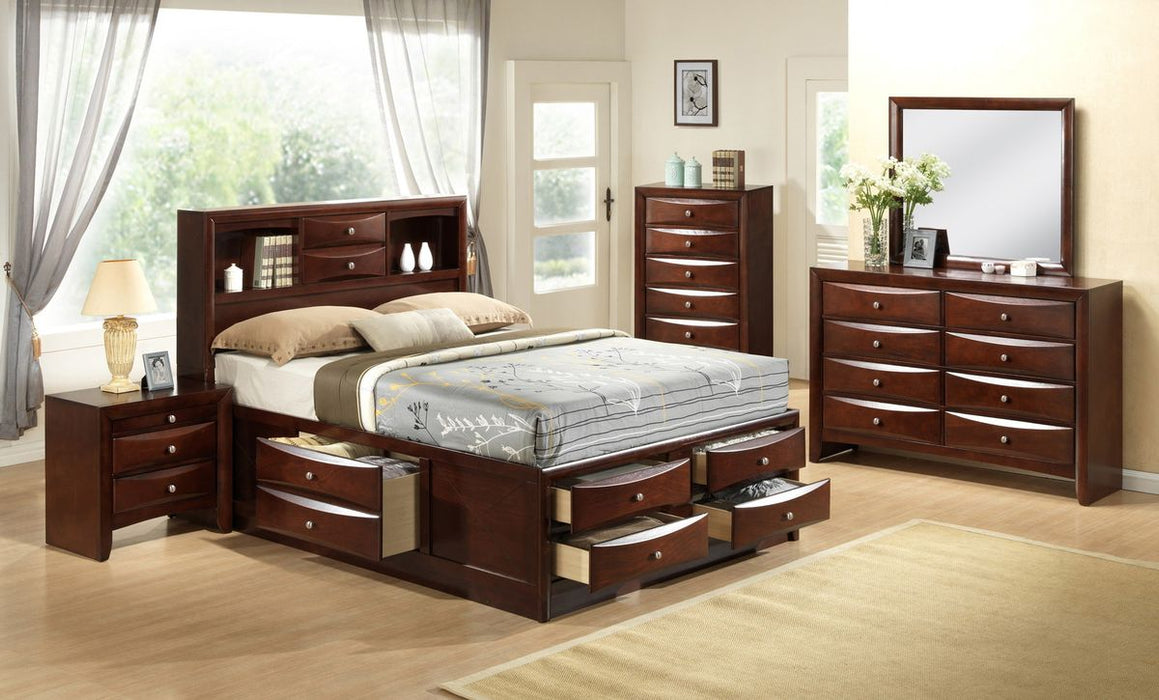 Crown Mark Furniture Emily Captain's King Bed in Rich Cherry - All Brands Furniture (NJ)