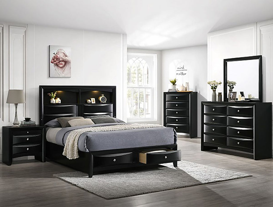 Crown Mark Furniture Fallon Queen Platform Bed with Storage in Black B4288-Q - All Brands Furniture (NJ)