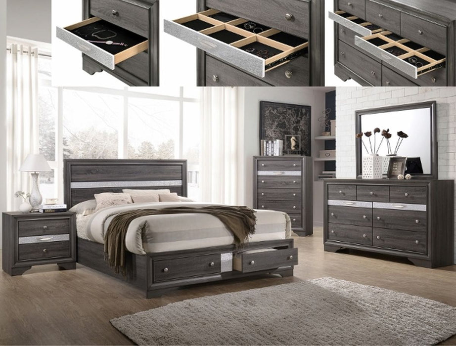 Crown Mark Regata Queen Storage Bed in Grey - All Brands Furniture (NJ)