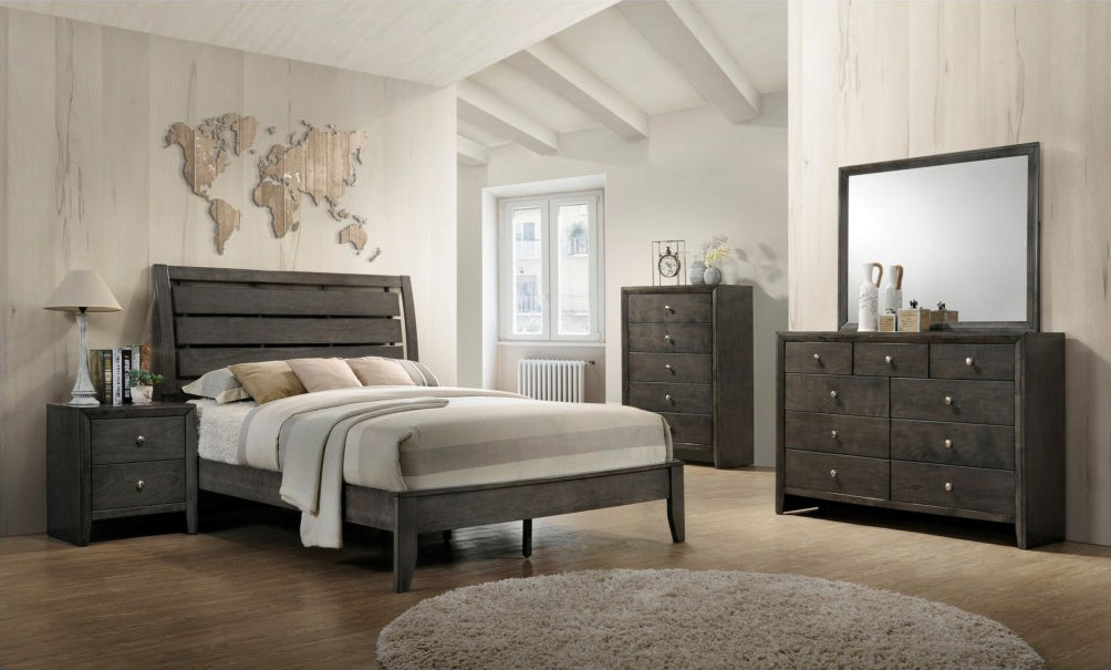 Crown Mark Furniture Evan Queen Panel Bed in Grey - All Brands Furniture (NJ)