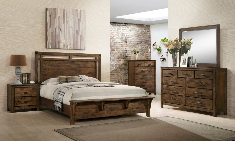 Crown Mark Furniture Curtis King Panel Bed in Rustic - All Brands Furniture (NJ)
