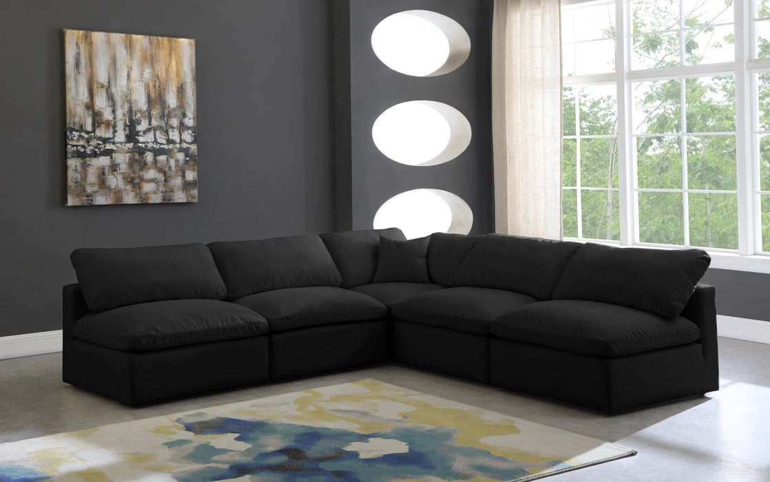 Plush Black Velvet Standard Cloud Modular Sectional