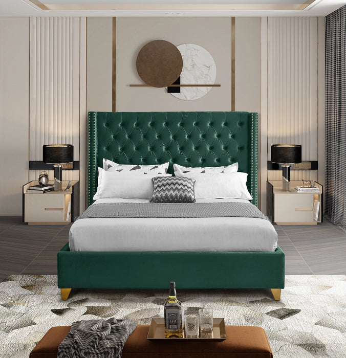 Barolo Green Velvet Full Bed