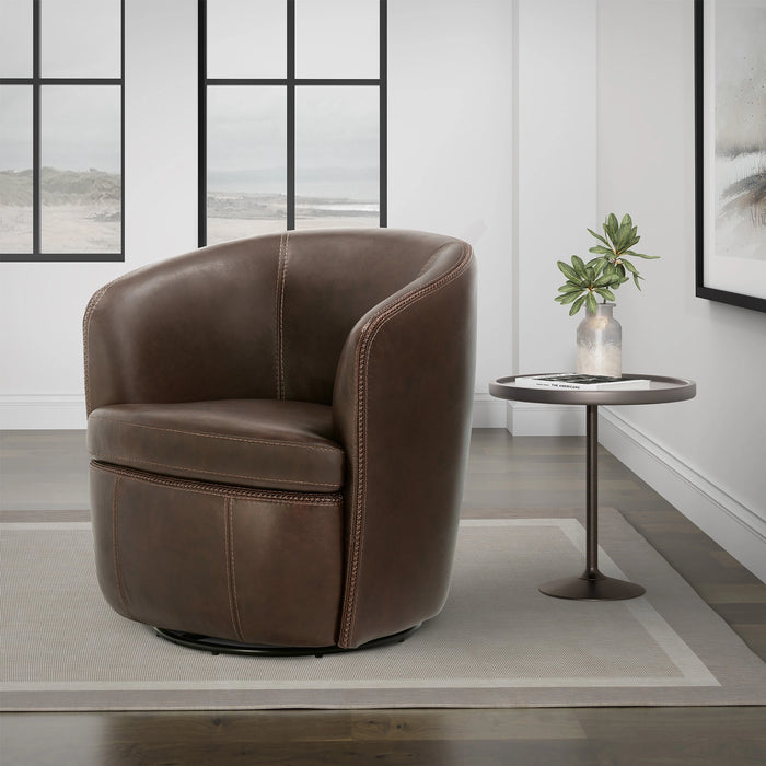 Parker Living Barolo 100% Italian Leather Swivel Club Chair