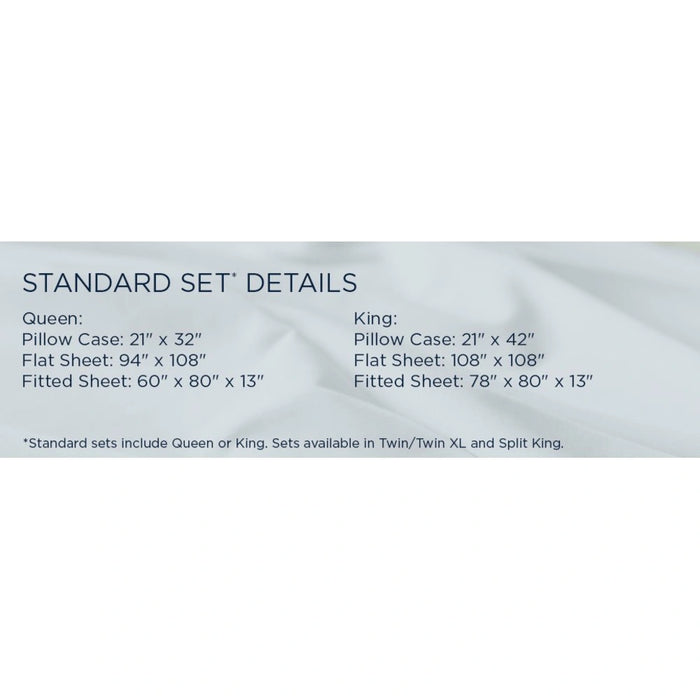 TEMPUR Luxe Egyptian Cotton Sheet Set Silver Mist