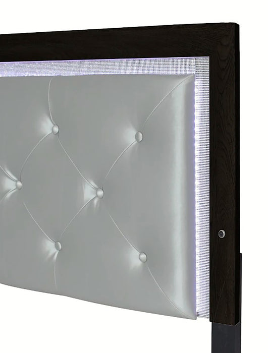 Crown Mark Furniture Jaylen King Upholstered Panel Bed in Black - All Brands Furniture (NJ)