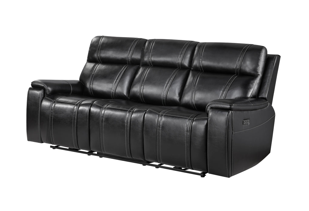 U8880 Black Leather Power Reclining Sofa