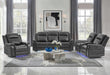 U8879 Blanche Charcoal with Black Welt Power Recliner with LED