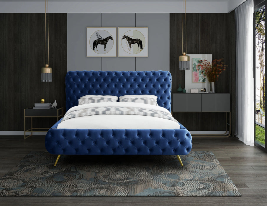 Delano Navy Velvet Queen Bed
