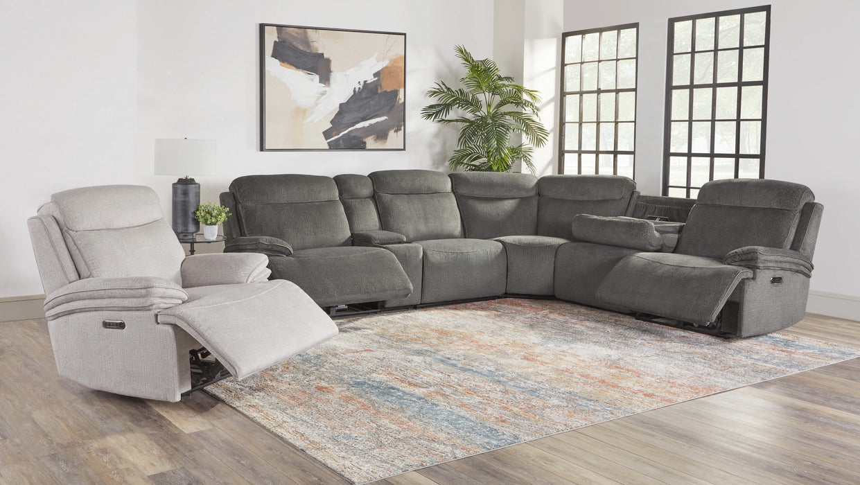 Parker Living Alpine - Airy Midnight 6 Piece Zero Gravity Power Reclining Sectional with Power Adjustable Headrests