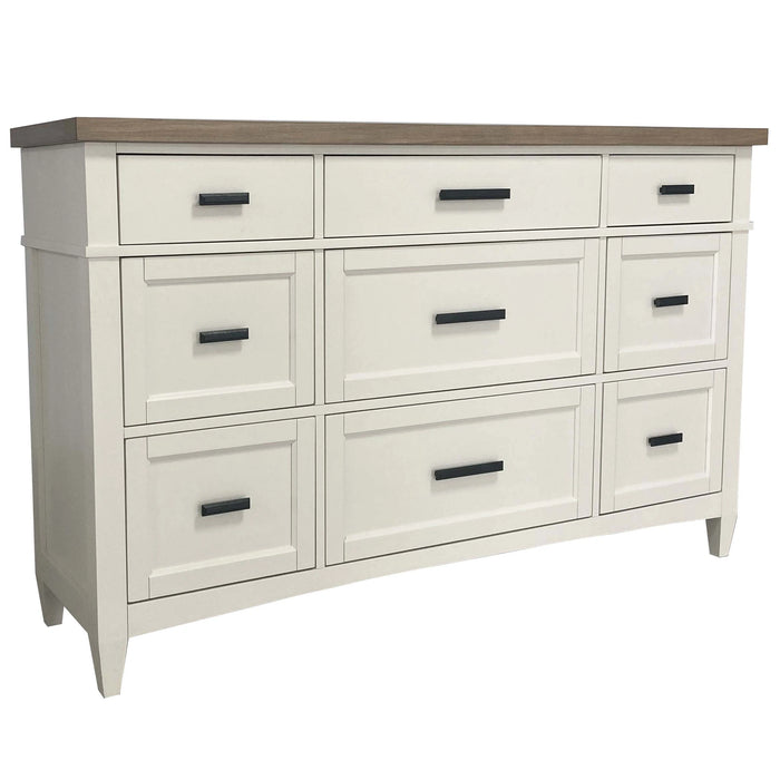 Parker House Americana Modern Bedroom Queen Shelter Bed 2 Nightstands and Dresser with Mirror