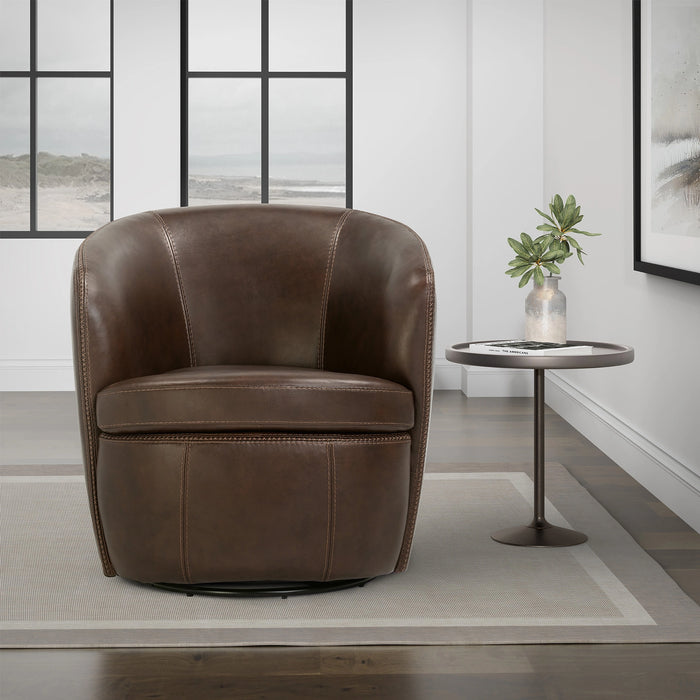 Parker Living Barolo 100% Italian Leather Swivel Club Chair