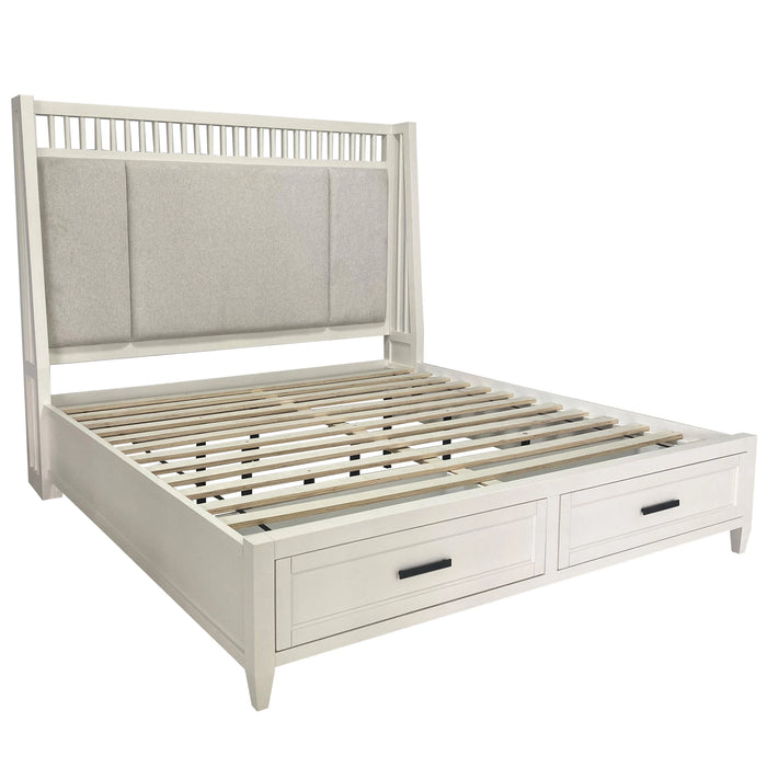 Parker House Americana Modern Bedroom King Shelter Bed with 2 Nightstands and Dresser with Mirror