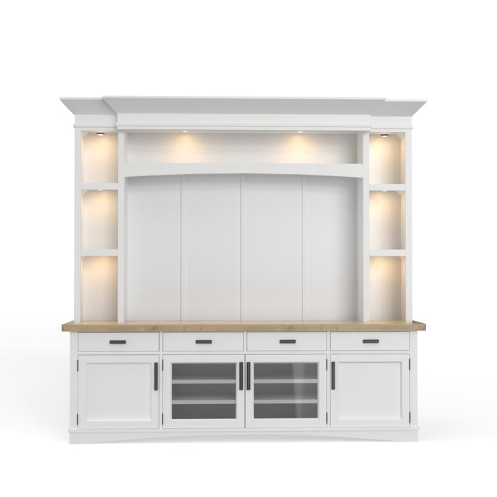 Parker House Americana Modern 92 Inch TV Console with Hutch Back Panel and LED Lights