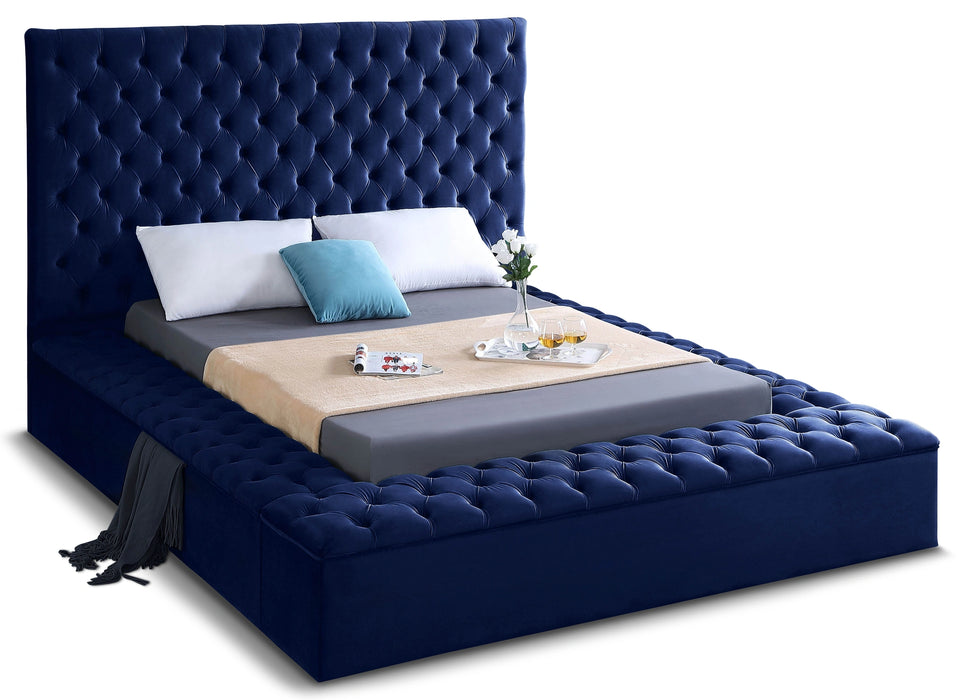Bliss Navy Velvet Full Bed (3 Boxes)
