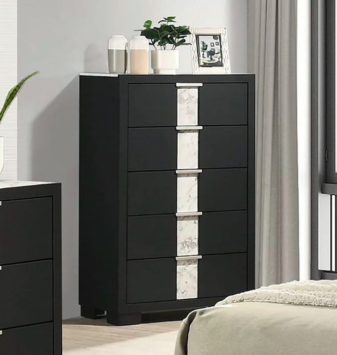 Crown Mark Furniture Rangley 5 Drawer Chest in Black - All Brands Furniture (NJ)