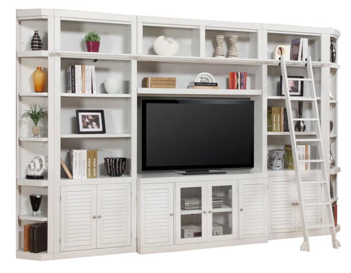 Parker House Boca 6 Piece Entertainment Wall with Ladder in Cottage White